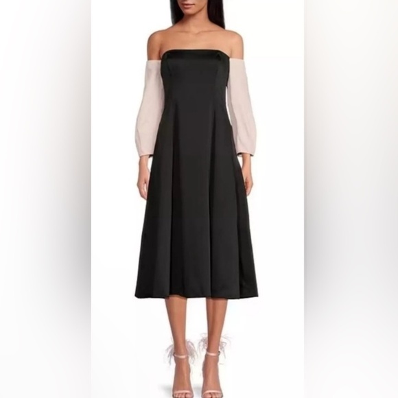 NWT Gianni Bini x Nastia Liukin Audrey Cotton Sateen Off-The-Shoulder Midi Dress - Picture 2 of 10